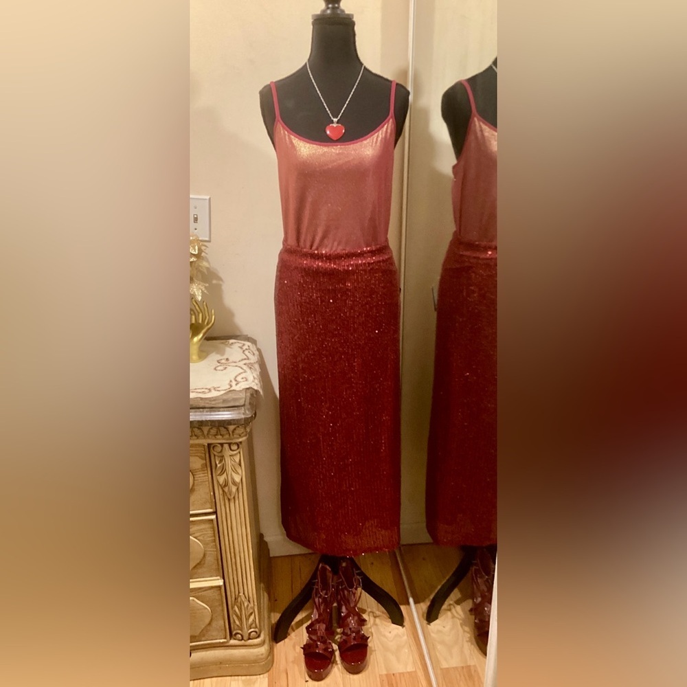 NWT Express Red Sequin Maxi Skirt​